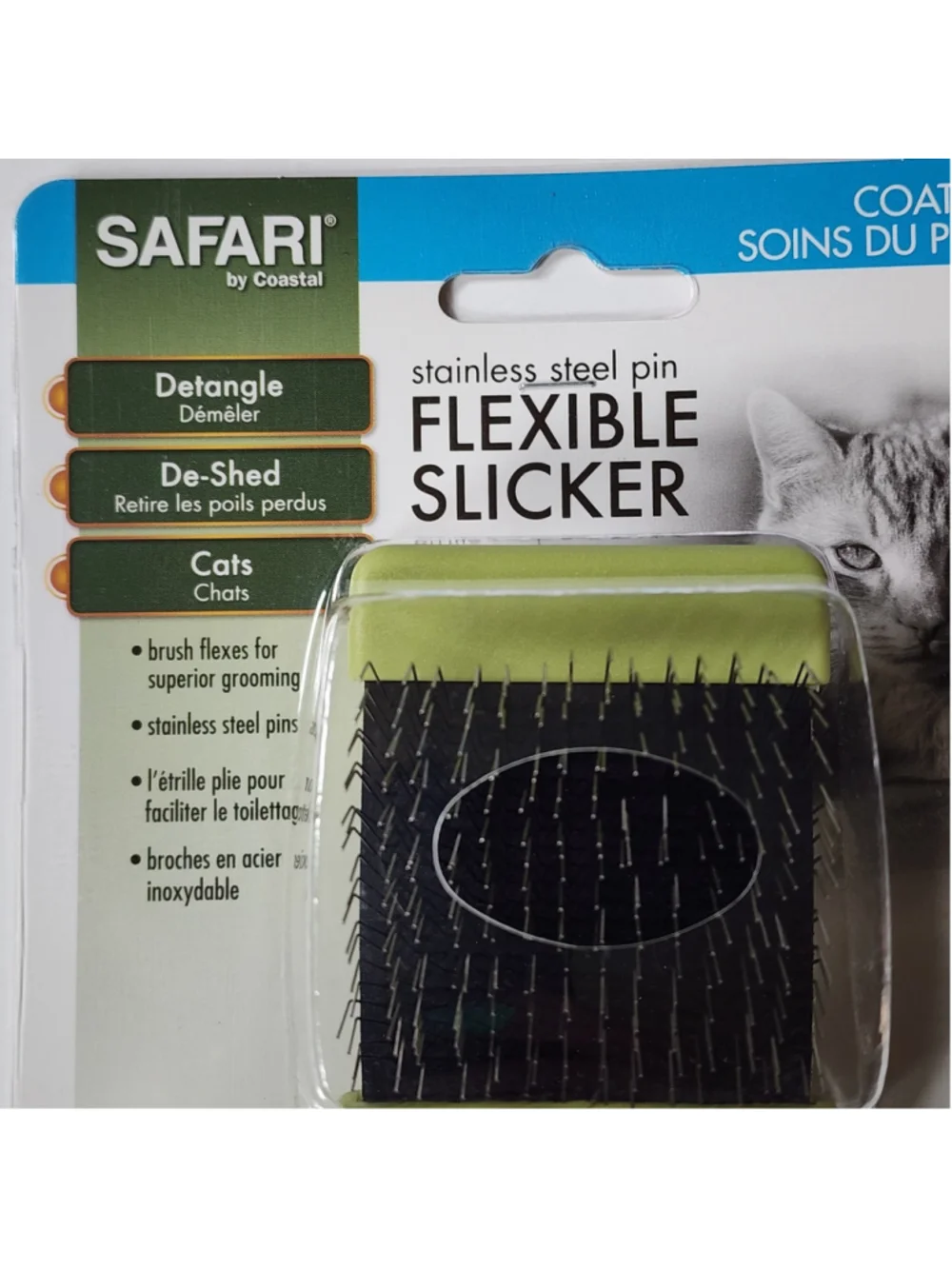 Safari by Coastal Cat Flexible Slicker Brush Stainless Steel Pins Green W426 NEW